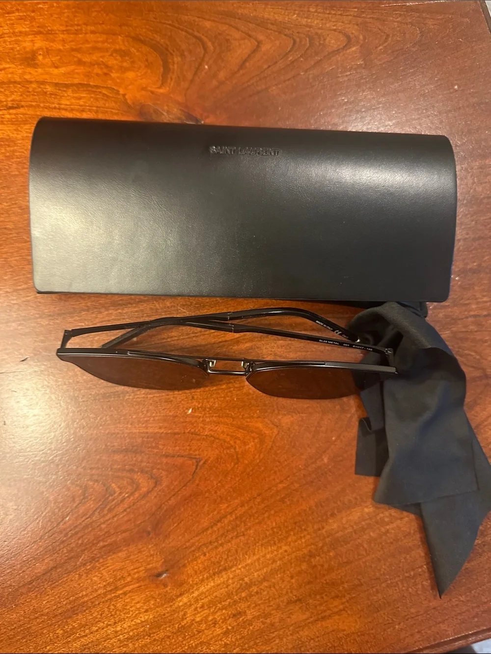 Saint Laurent Black Frame Sunglasses with Brown Lenses